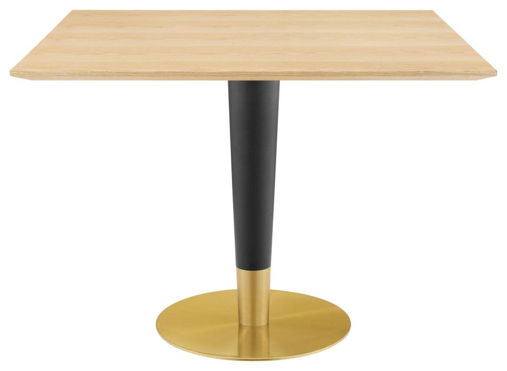Zinque 40" Square Dining Table, Gold Natural
