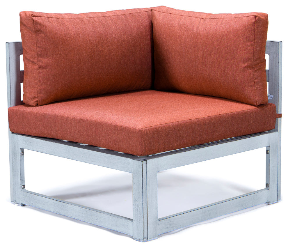 LeisureMod Chelsea 7-Piece Gray Patio Sectional With Coffee Table, Orange