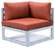 LeisureMod Chelsea 7-Piece Gray Patio Sectional With Coffee Table, Orange