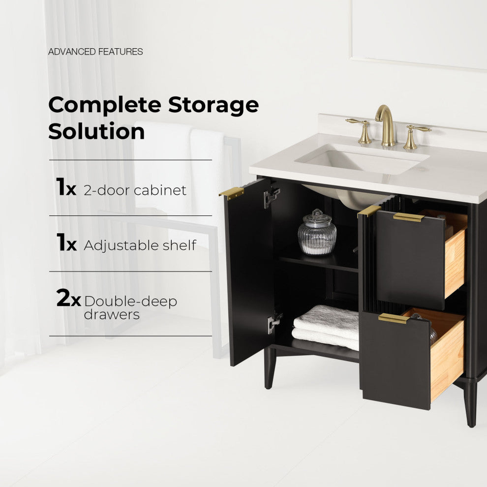 OVE Decors Gabi Single Sink Bathroom Vanity, Onyx Black, 36", Single Sink