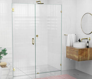 78"x64.75" Frameless Shower Door Wall Hinge, Polished Brass