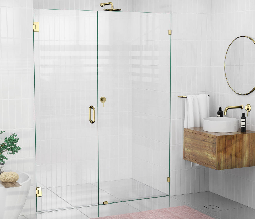 78"x64.75" Frameless Shower Door Wall Hinge, Polished Brass