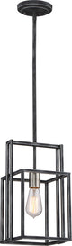 Nuvo Lake 1-Light 60W Iron Mini Square Pendant Ceiling Light Fixture, Black
