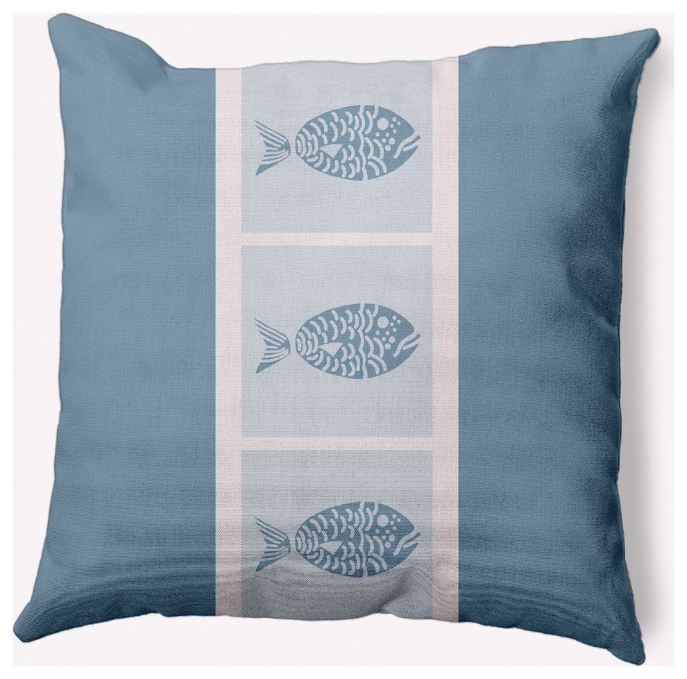 20x20" Fish Chips Nautical Decorative Indoor Pillow, Dusty Smoke