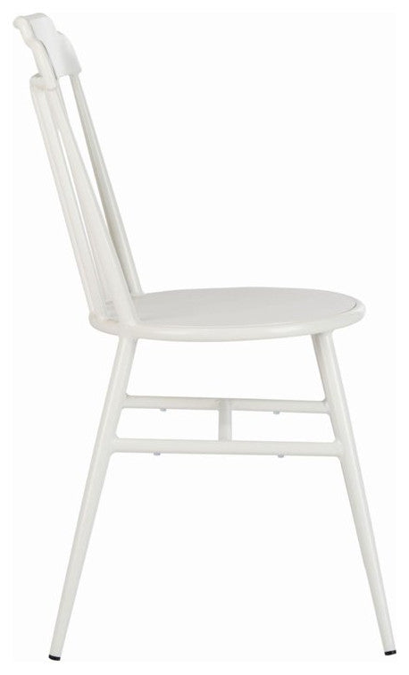 2 Pack Indoor Outdoor Dining Side Chair, Armless Seat & Slat Back, Matte White