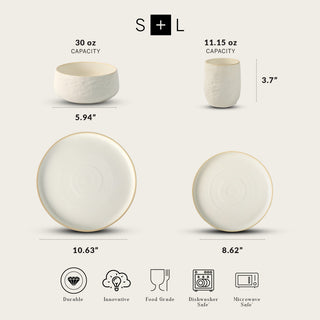 Stone by Mercer Project SHOSAI Stoneware 32 Piece Dinnerware Set, White Speckled
