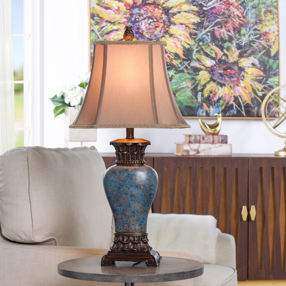 Table Lamp, Blue/Brown/Bronze
