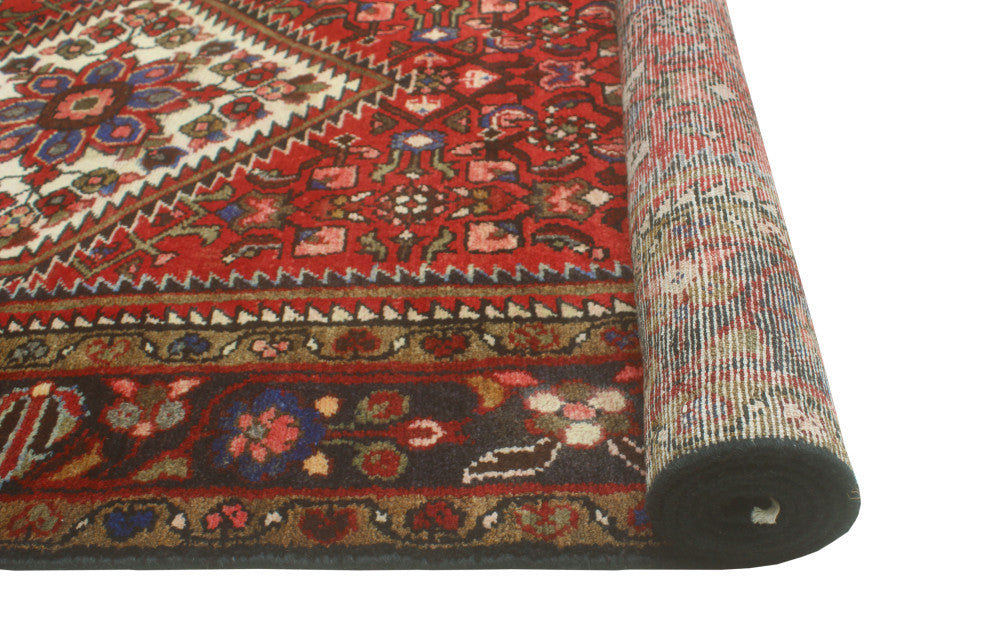Fine Vintage Distressed Bernadin Red/Ivory Runner, 3'8 x 10'8