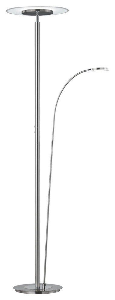 Tampa LED Torchiere with Side Light, Satin Nickel