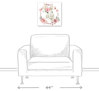Floral Bunny 16x16 Canvas Wall Art