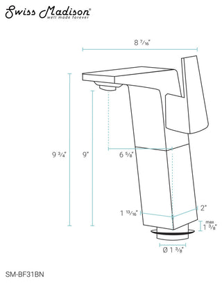 CarrÃ© Single Hole Single-Handle High Arc Bathroom Faucet, Brushed Nickel