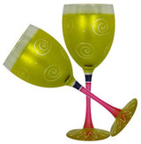 Frosted Curl Yellow Wine Glasses, Set of 2