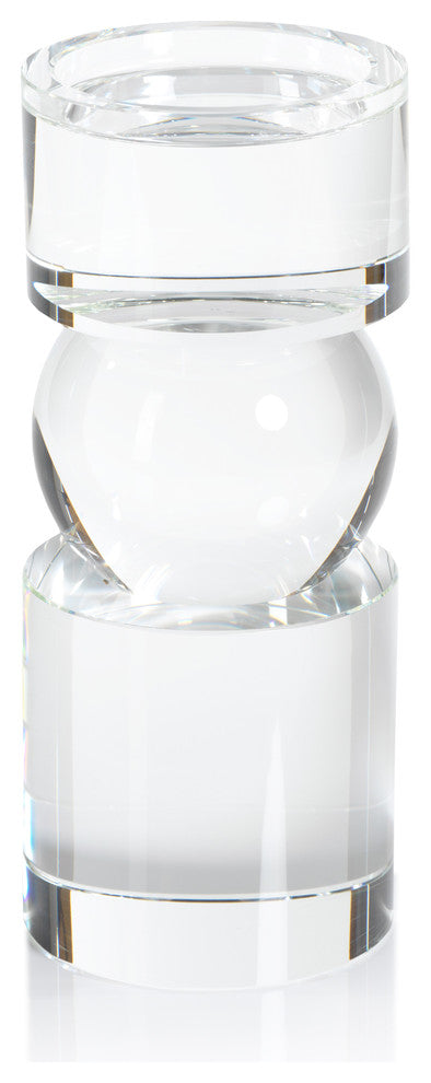 Renata 9.5" Tall Clear Crystal Pillar Candle Holder