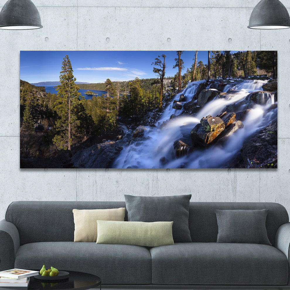 Eagle Falls Emerald Bay Lake Tahoe, Landscape Canvas Art Print, 60"x28"