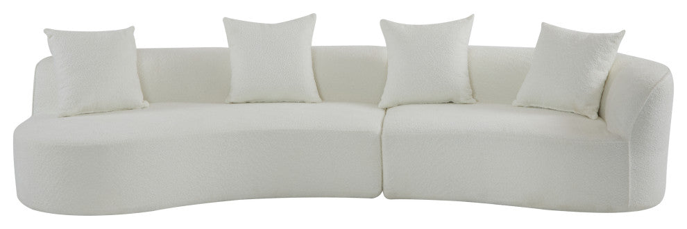 GDF Studio 126" Modular Curved 5-Seater Sectional Sofa wiith Pillows, Beige