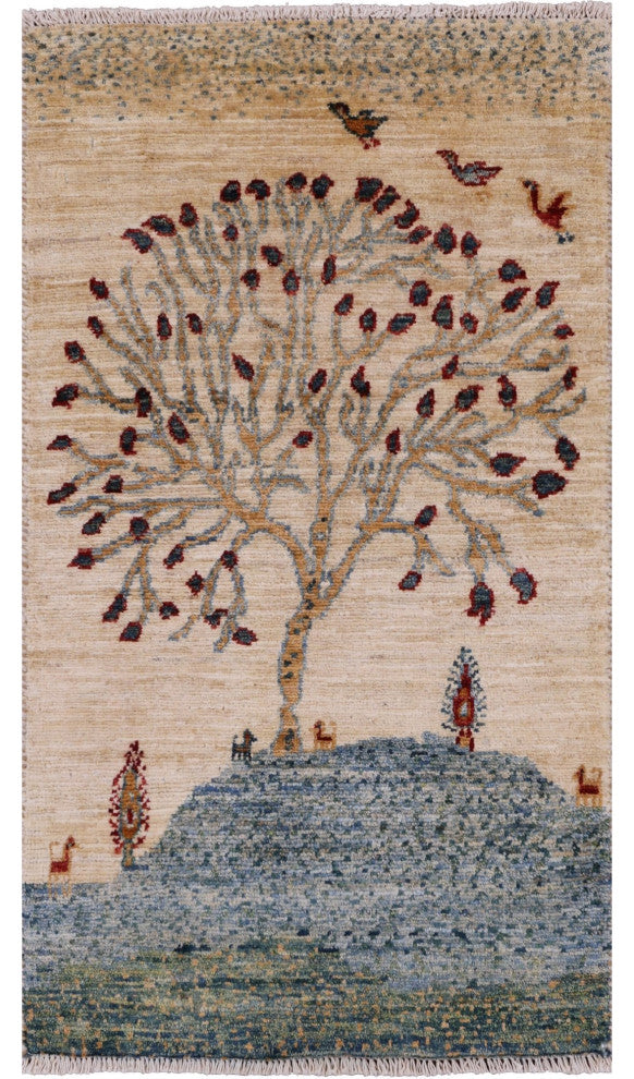 1' 8" X 3' 0" Tribal Persian Gabbeh Hand-Knotted Rug - Q12700