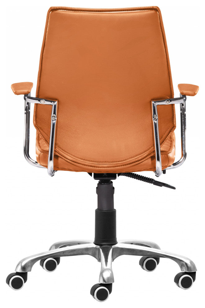 Orange Faux Leather Executive Channel Back Rolling Office Chair