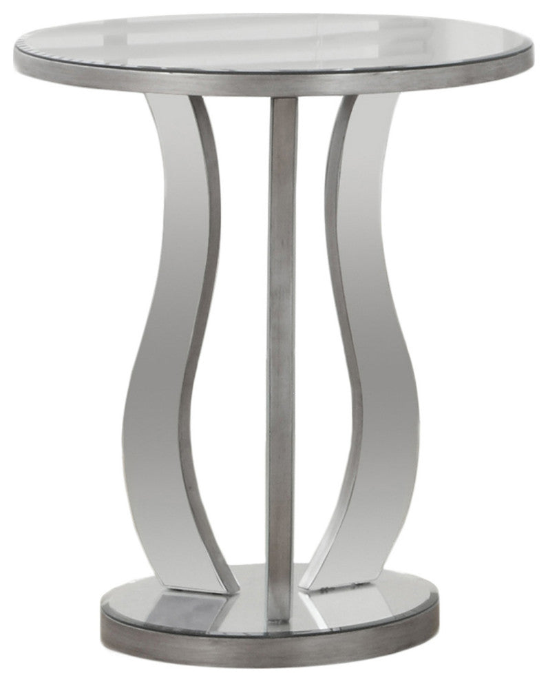24" Silver Mirrored Round End Table