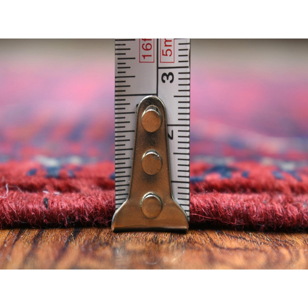 Deep And Saturated Red, Hand Knotted Afghan Khamyab Wool Runner Rug, 2'7"x9'7"