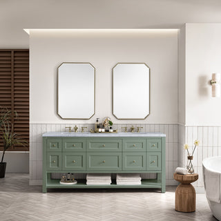Breckenridge 72" Double Vanity, Smokey Celadon,  Carrara Marble Top