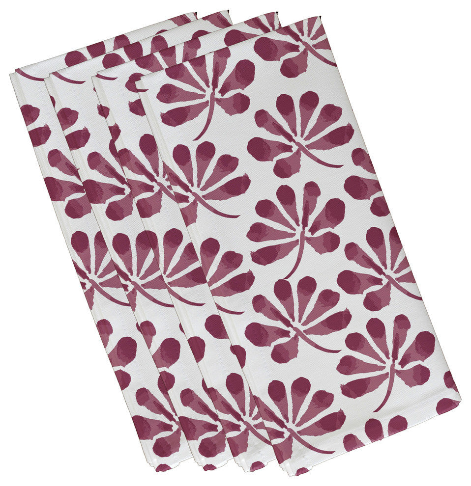19x19", Ina Floral Print Napkin, Purple, Set of 4