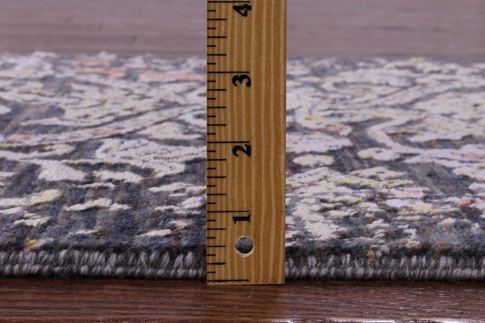 2' 6" X 14' 3" Runner Modern Wool and Silk Hand Knotted Rug Q11830