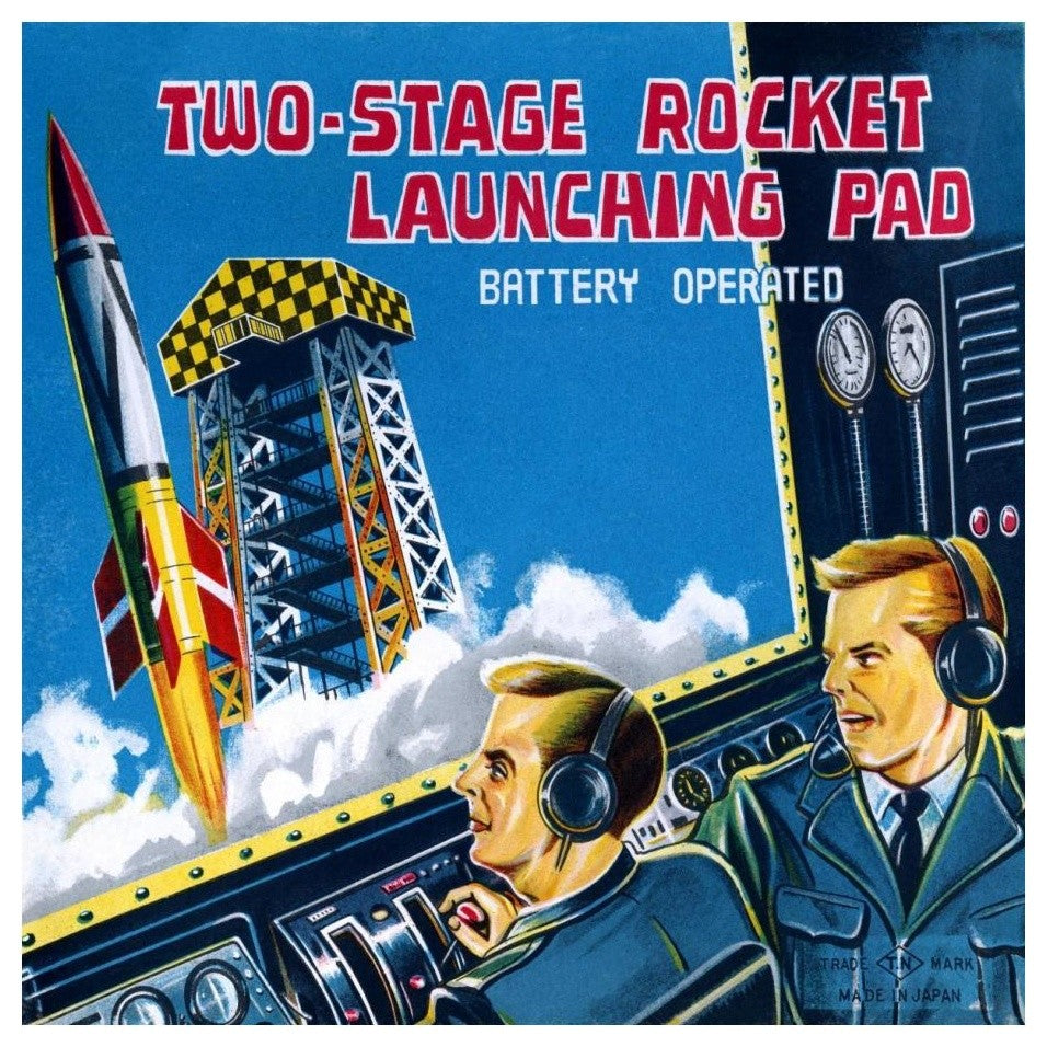 "Two-Stage Rocket Launching Pad" Digital Paper Print by Retrorocket, 24"x24"