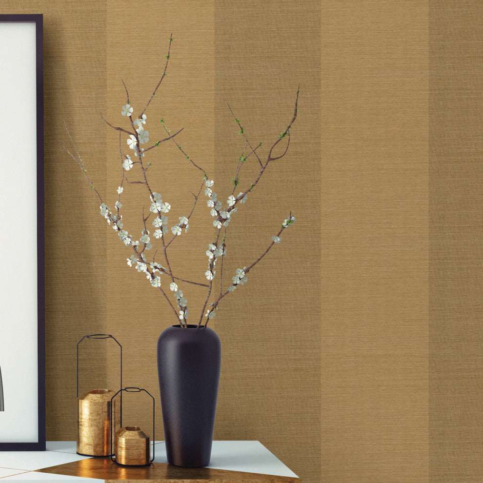 Yue Ying Light Brown Grasscloth Wallpaper, Bolt