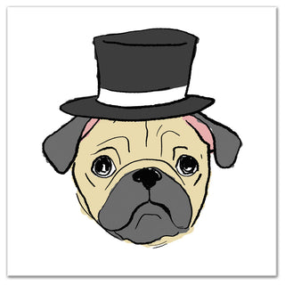 Designs Direct Pug With Top Hat 20x20 Canvas Wall Art