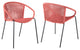 Snack Indoor Outdoor Stackable Steel Dining Chair With Brick Red Rope, Set of 2