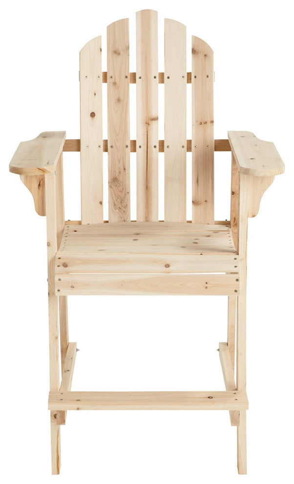 Balcony Tall, Counter High Adirondack Chair With Footrest, Natural Wood