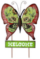 25" Metal Butterfly Garden Stake, With Green Welcome Sign