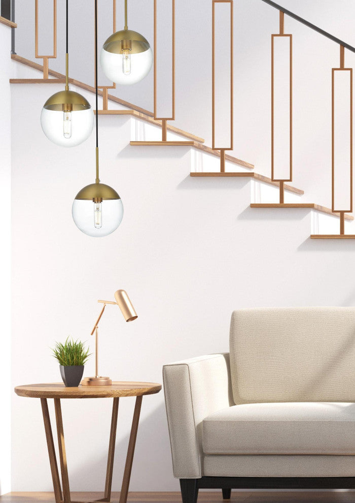 Elegant Lighting LD6069 Eclipse 3 Light 18"W Multi Light Pendant - Satin Gold