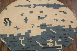 Nature & Floral Hand-Tufted 8' Round Oushak Oriental Area Rug, Beige, 8'0"x8'0"