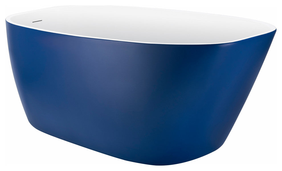 59" Acrylic Freestanding Single Slipper Soaking Bathtub, Blue