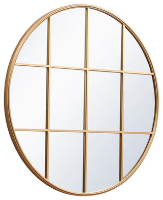 Macey Metal Windowpane Mirror, 42"x42", Brass