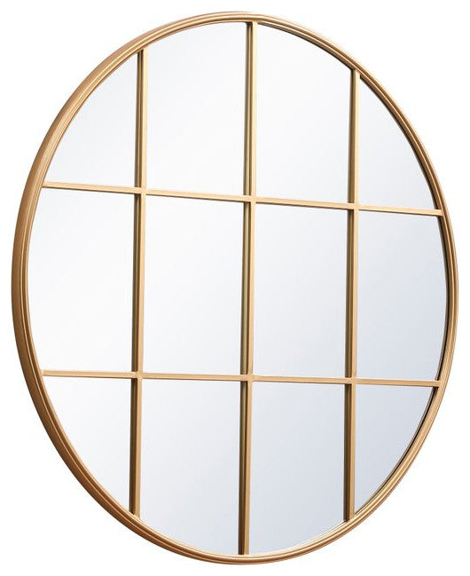 Macey Metal Windowpane Mirror, 42"x42", Brass