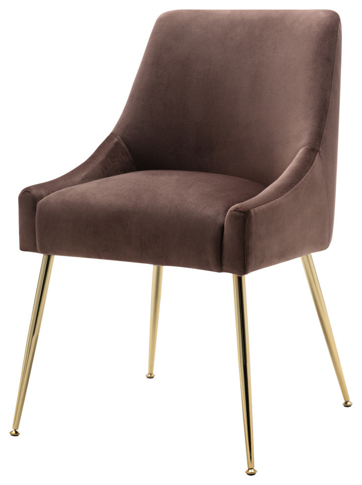 WestinTrends Upholstered Velvet Glam Accent Chair w/ Gold Metal Legs, Coffee