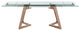 Donar Extension Table in Clear Tempered Glass Top and American Walnut Wood Base