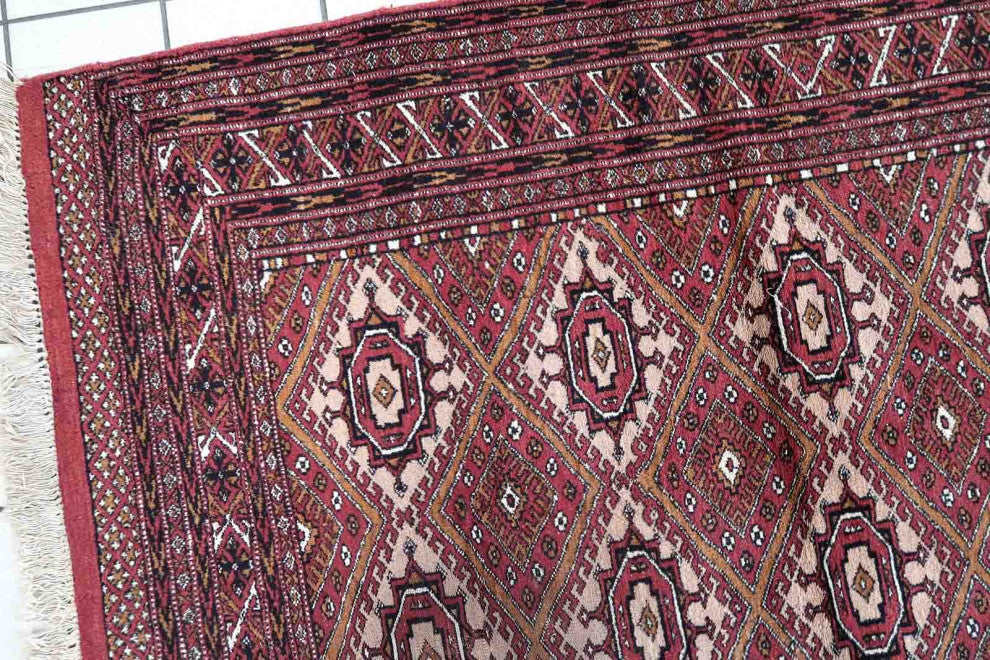 Handmade Vintage Afghan Ersari Rug 4'x6', 123cmx183cm 1970s