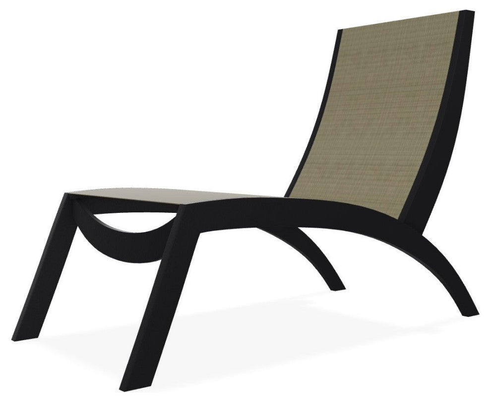 Dune Sling Stackable Outdoor Hydro-Lounge Chaise, Elevation Stone/Black
