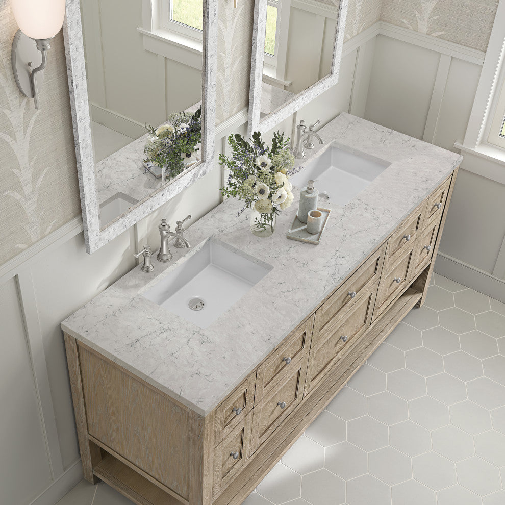 Breckenridge 72" Double Vanity, Oak, 3 CM Eternal Jasmine Pearl Top