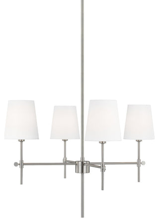Baker Four Light Small Chandelier, Brushed Nickel