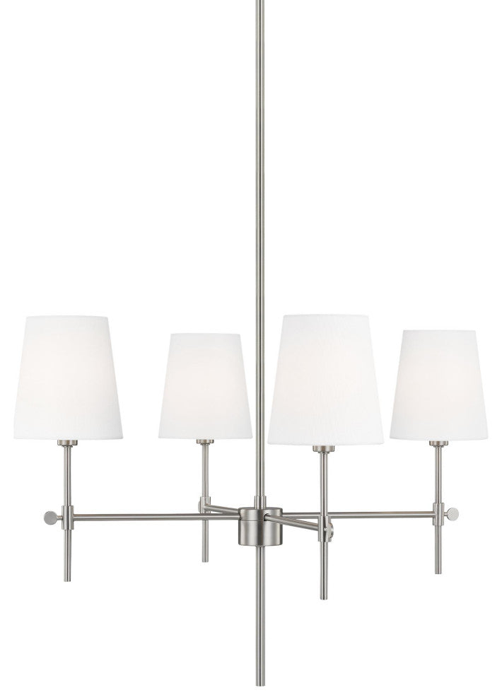 Baker Four Light Small Chandelier, Brushed Nickel
