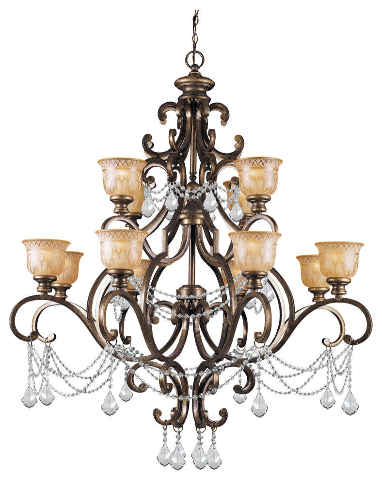 Crystorama 7512-BU-CL-I, 12 Light Chandelier - Bronze Umber