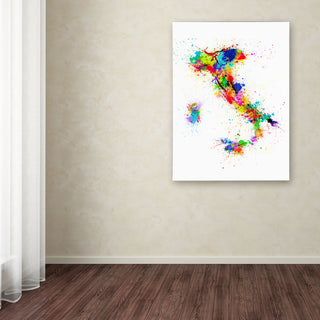 'Italy Paint Splashes Map' Canvas Art by Michael Tompsett