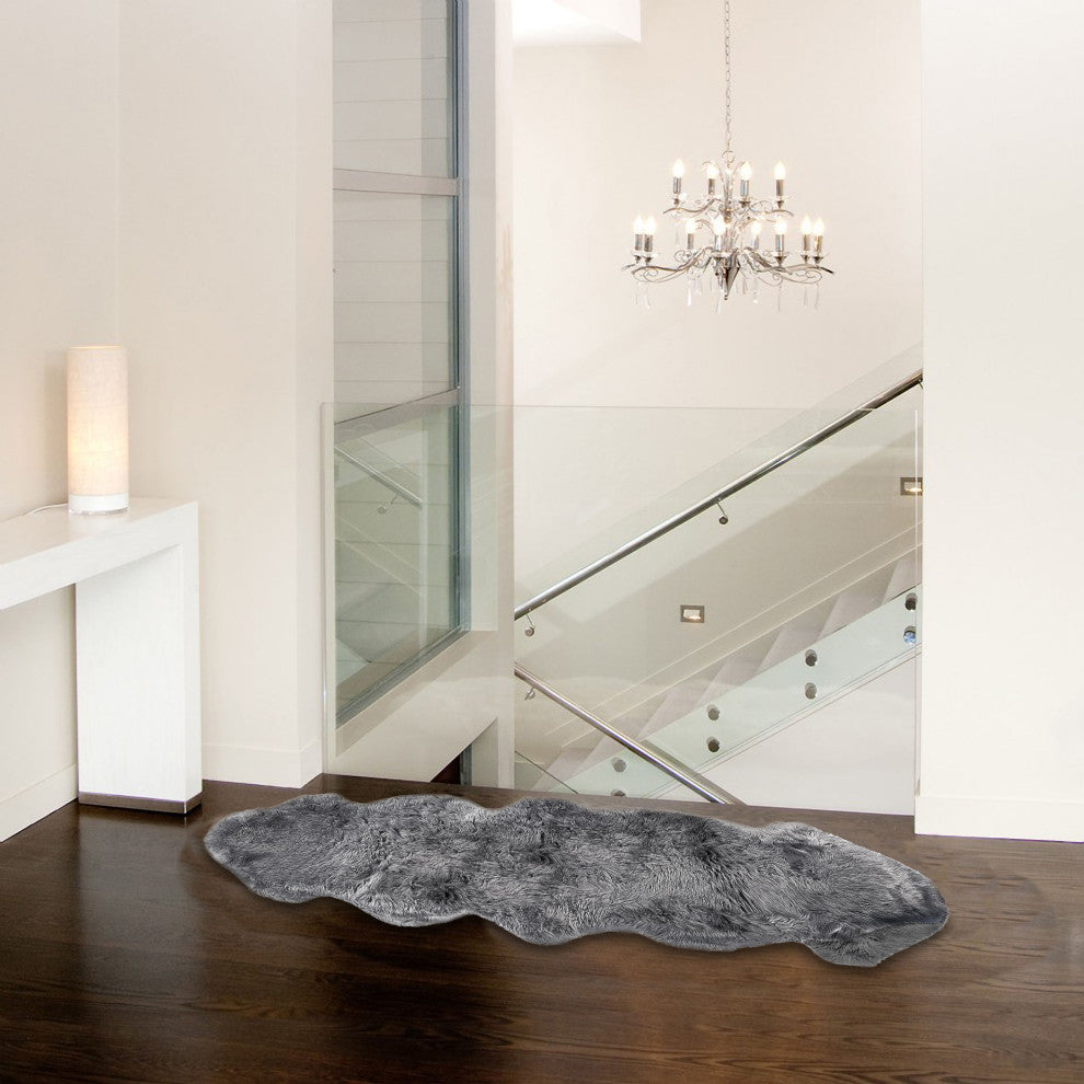 Natural 100% New Zealand Sheepskin Double, 2'x6', Grey