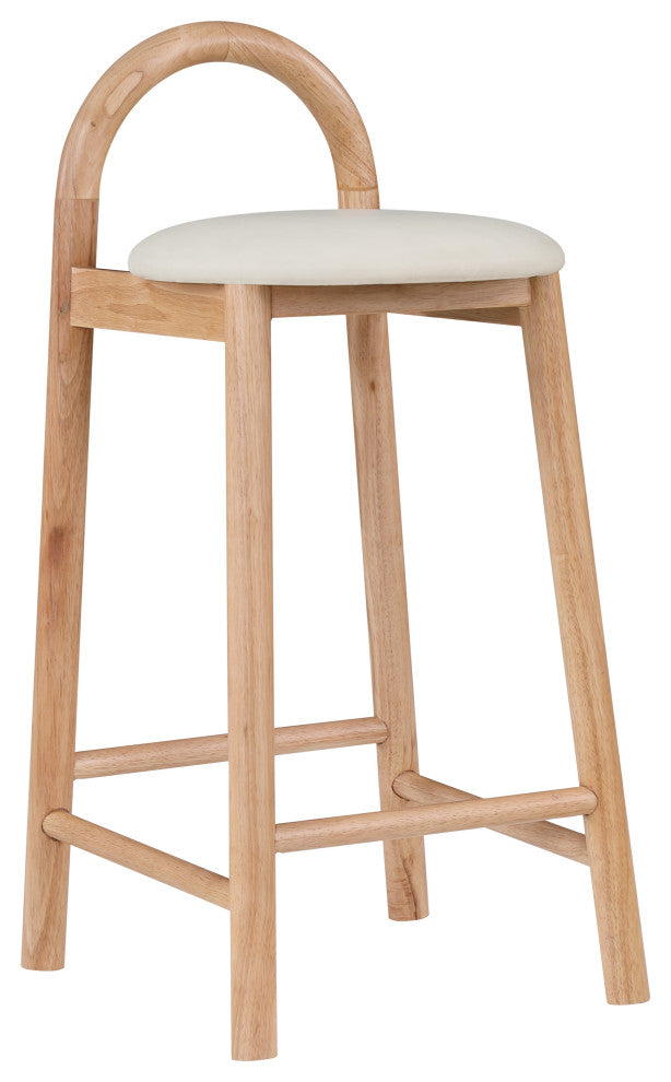Meridian Furniture Calvin Vegan Leather Stool, Cream, Natural Finish