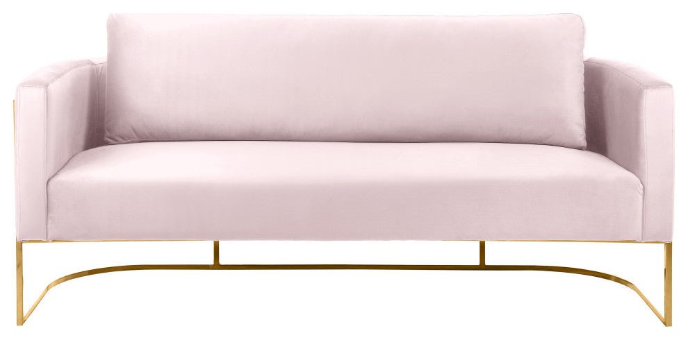 Casa Velvet Upholstered Sofa, Pink, Gold Finish