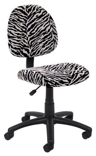 Perfect Posture Delux Microfiber Task Chair Without Arms in Zebra